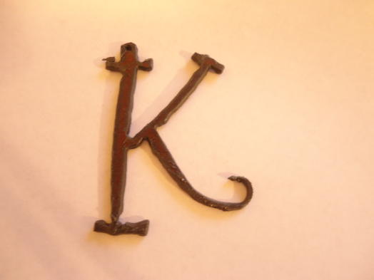 (image for) Initial Letter Curley Metal "K" - Pendant #cm-K